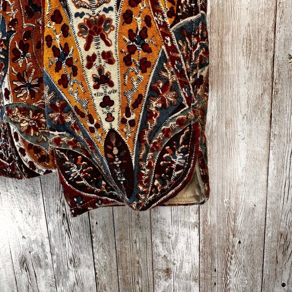 Coldwater Creek Vintage Jacket Womens size PM Rust Orange Tan Floral Boho - Picture 4 of 7
